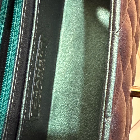 Authentic Chanel mini rectangular flap in iridescent turquoise - Picture 6 of 7